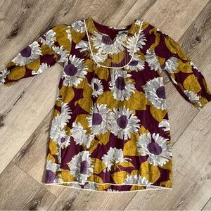 Cupcakes & Pastries Purple and Gold Big Flower Print Cotton Dress